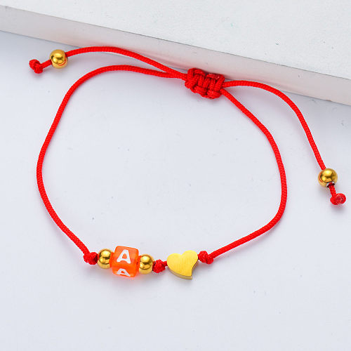 heart shape metal pendant red bracelet for women