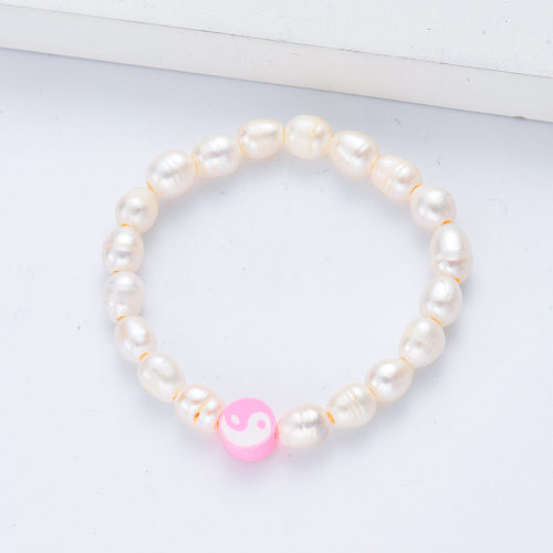 colgante rosa perla blanca con pulsera para mujer