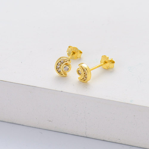 925 Sterling Silver Moon Stud Earrings Cute Earring For Womens Wedding Gifts