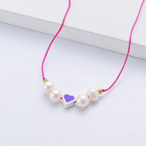 2022 latest design white purple charm pink rope chain necklace