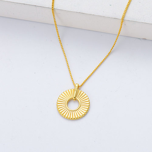 wholesale 18k gold plated round pendant necklace sterling silver jewelry