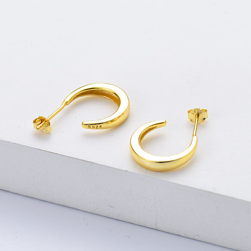 Boucles d'oreilles créoles minimalistes de style INS en argent sterling S925