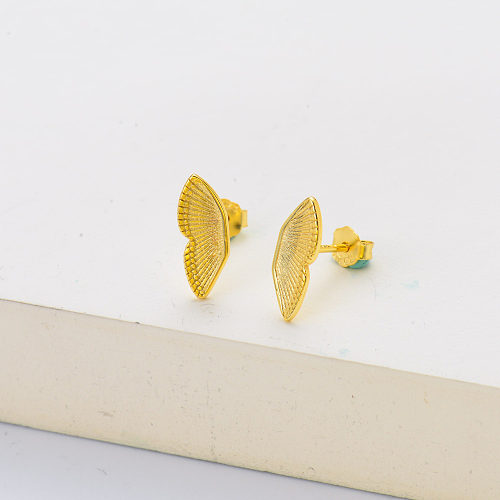 boucles d'oreilles papillon à la mode en argent sterling 925 plaqué or pour la fête des femmes