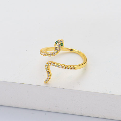 anillos de plata esterlina serpiente chapados en oro ajustables de moda
