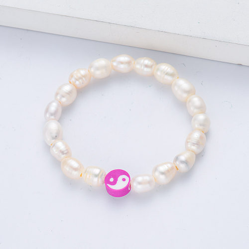 lindo colgante perla blanca con pulsera para mujer