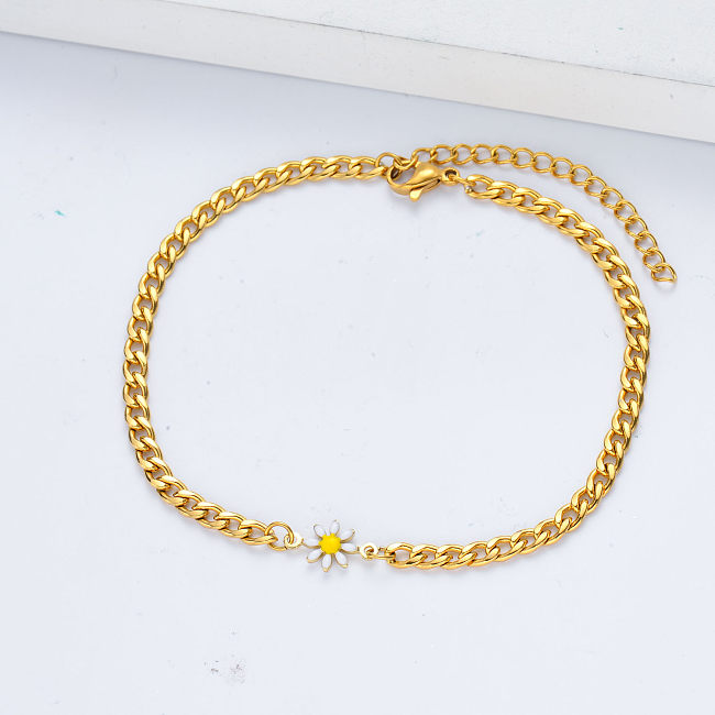 heißes verkaufendes 18k Gold überzogenes weißes Gänseblümchen-Blumenfreundschafts-Armbandarmband