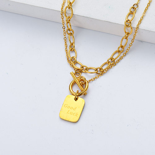 gold pendant stainless steel necklace for wedding