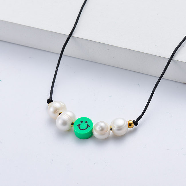 Fashion Smiley Necklace Black Rope Chain Jewelry Necklaces