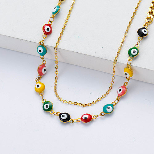 stainless steel gold plate eye pendant necklace for wedding