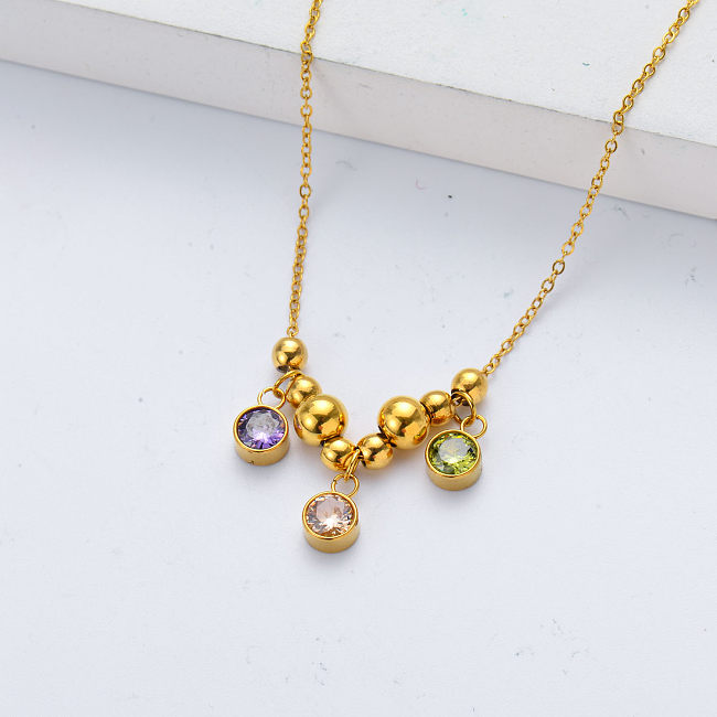 ball pendant gold plate stainless steel necklace for wedding
