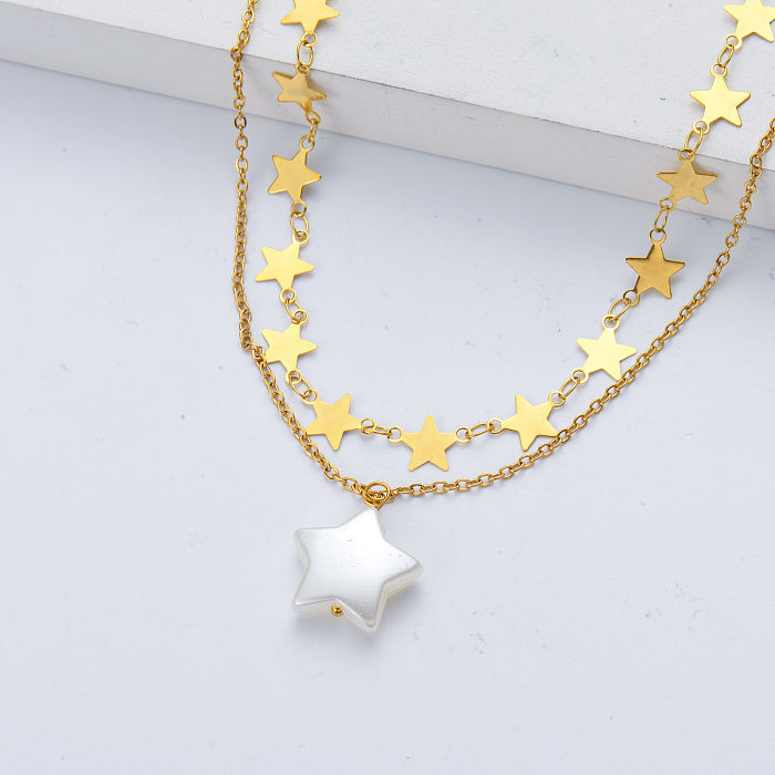 star pendant in stainless steel necklace for wedding