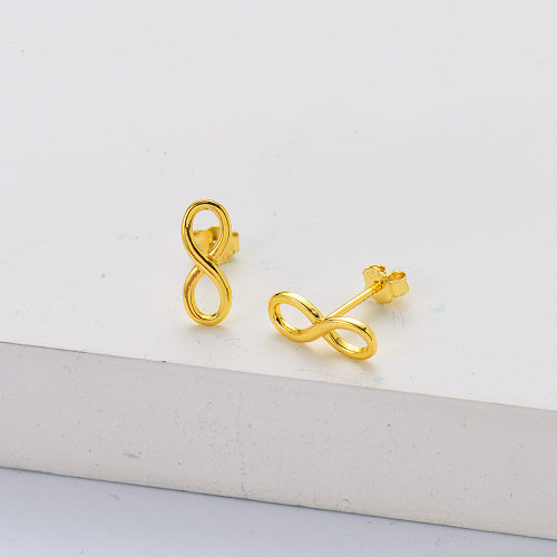 Fashion 925 Sterling Silver Gold Plated  Infinity Love Forever Earrings