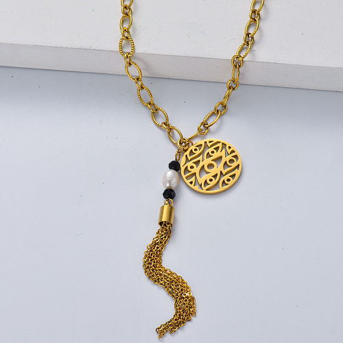 classic gold plate stainless steel necklace with pendant for wedding