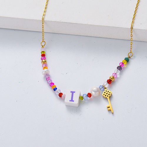 stainless steel necklace multi color pendant for wedding
