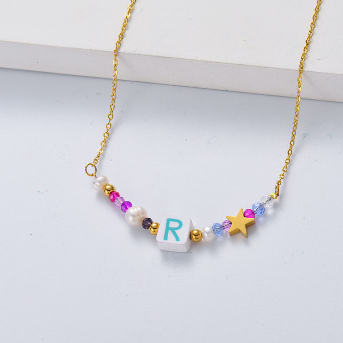 necklace multi color pendant stainless steel for wedding
