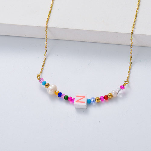 Z letter multi color stainless steel necklace for wedding