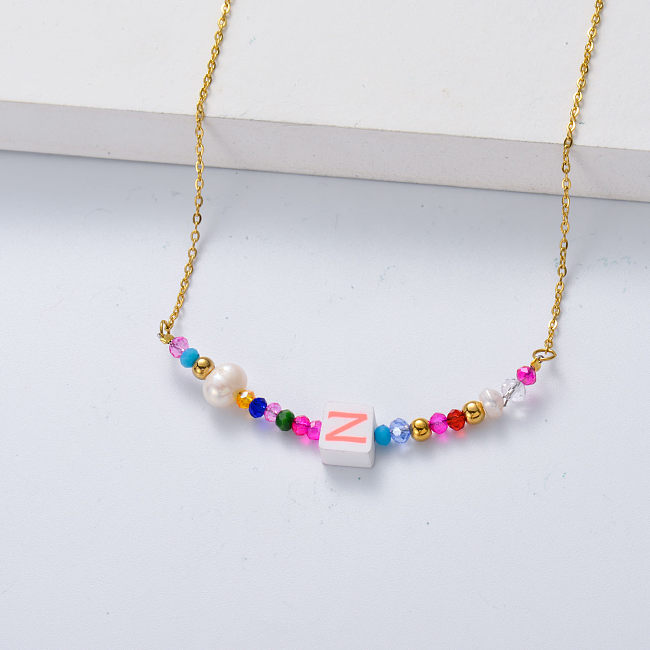 Collier en acier inoxydable multicolore lettre Z pour mariage