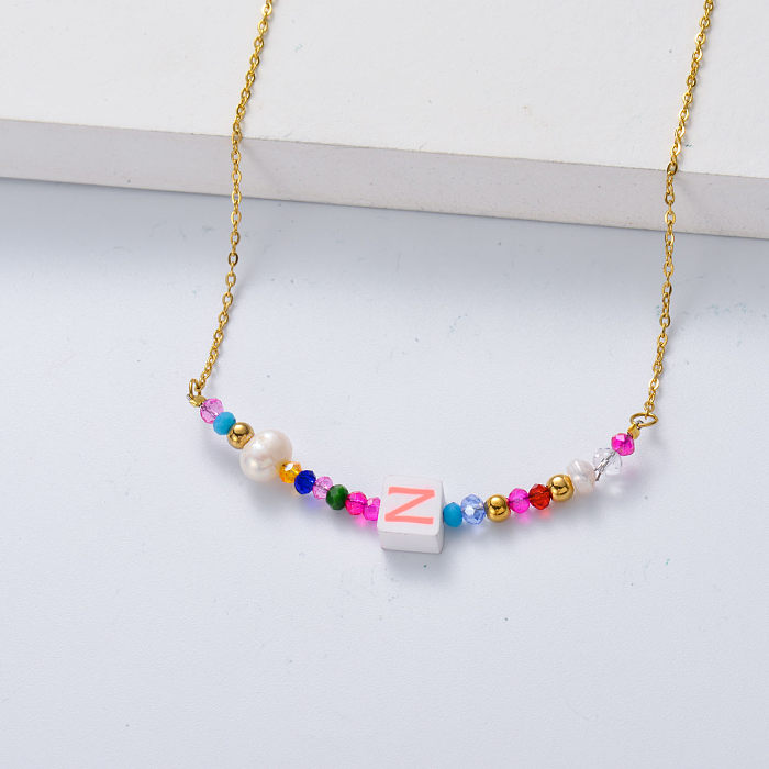 Z letter multi color stainless steel necklace for wedding