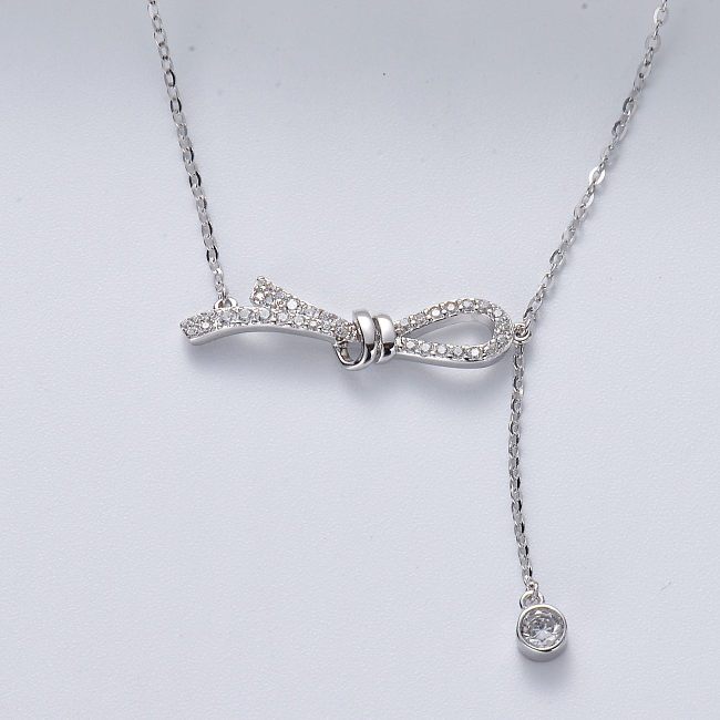 trendy 925 silver rhodium plated knot bowl necklace
