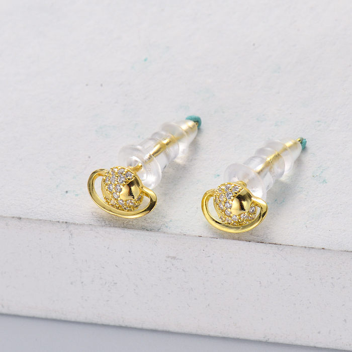 trendy 925 silver gold plated with  zirconia stud earring