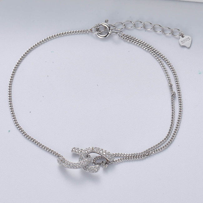 Pulseira de prata esterlina moda 925 joias de prata para mulheres
