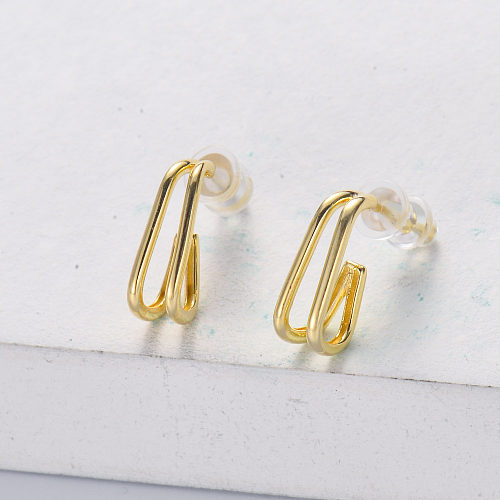 trendy 925 silver gold plated stud earring