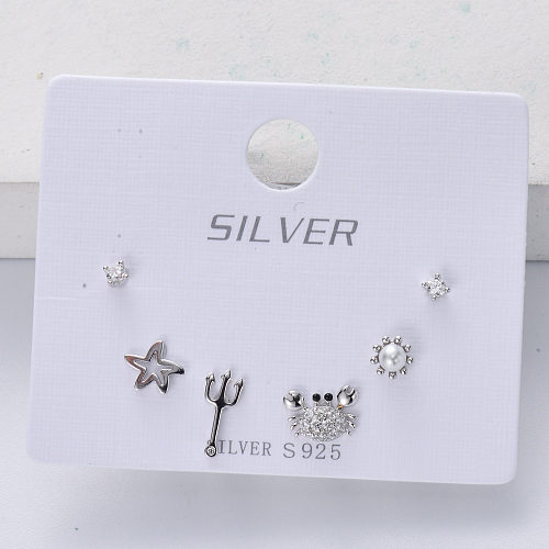 asimétrico de moda 925 plata rodio plateado mixto estrella mujer arete