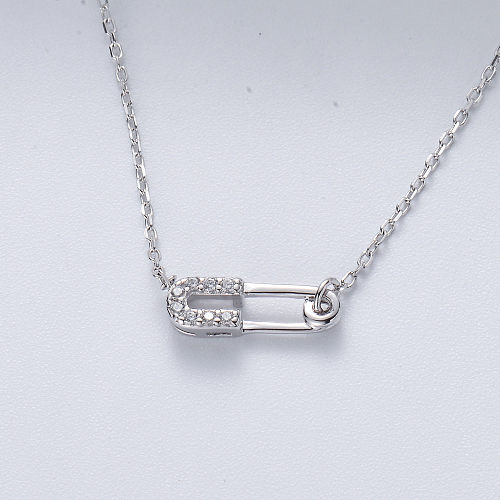 collier trombone tendance en argent 925 plaqué rhodium