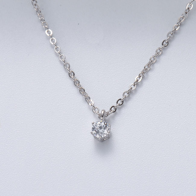 trendy 925 silver rhodium plated with crystal necklace