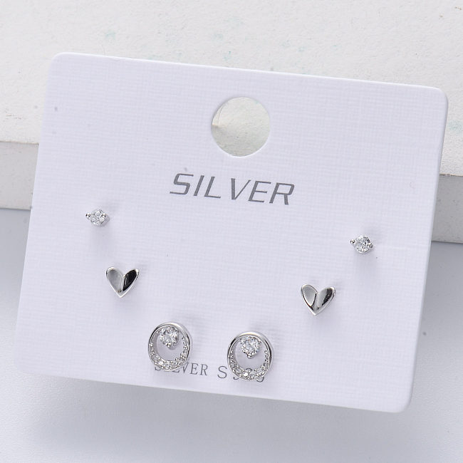 trendy 925 silver rhodium plated mixed enamel heart stud earring