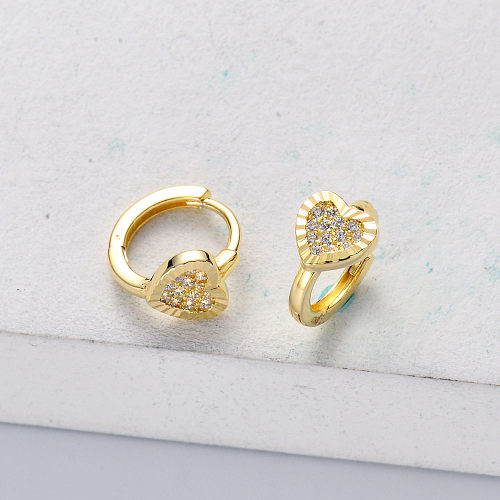 trendy 925 silver gold plated with  zirconia heart earring