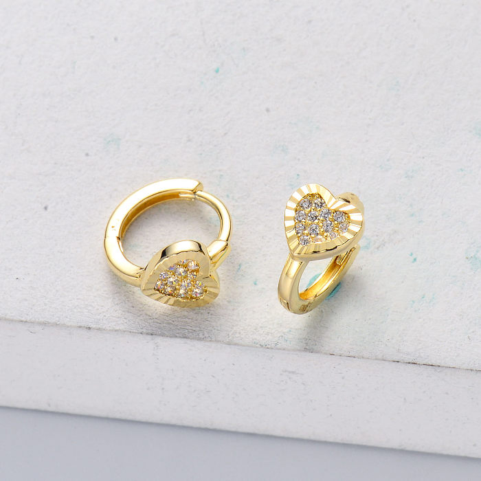 trendy 925 silver gold plated with  zirconia heart earring