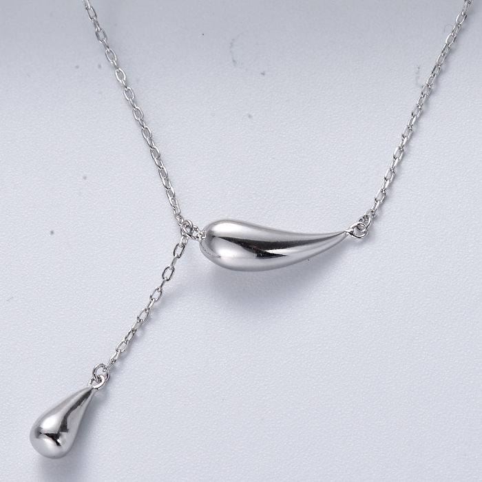 Wholesale 925 Sterling Silver Water Drops Tassel Pendant Necklace Jewelry