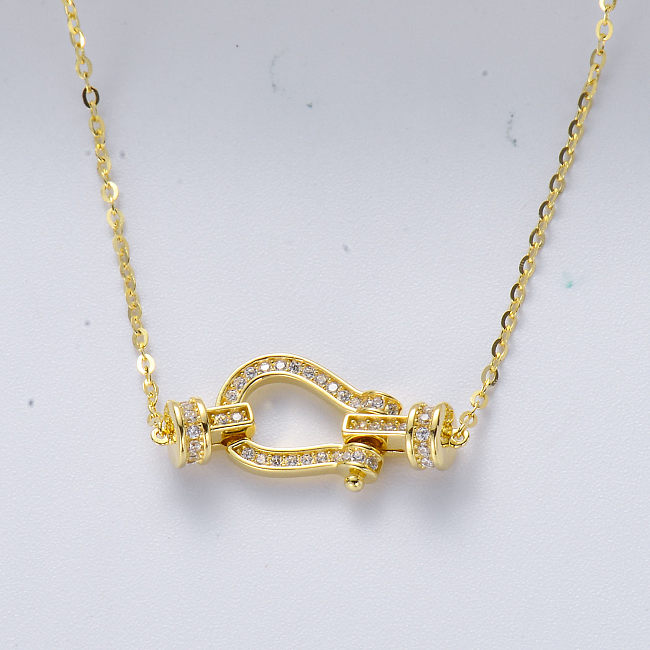 Fashion gold plated love buckle pendant sterling silver necklace