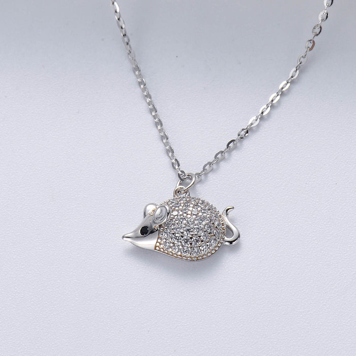 trendy 925 silver rhodium plated with zirconia animal necklace