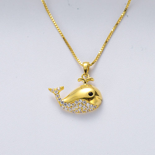 Fashion Ocean Whale Pendant 925 Sterling Silver Necklace Marine Animal Jewelry