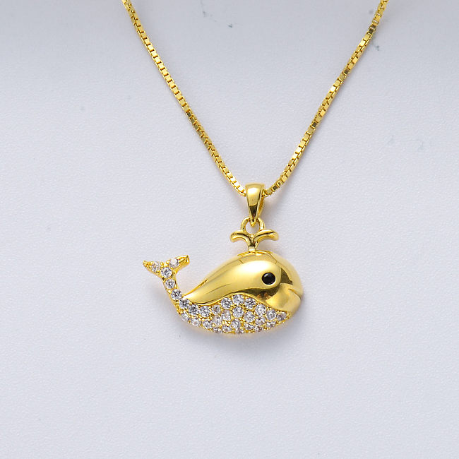 Mode océan baleine pendentif 925 collier en argent sterling bijoux animaux marins