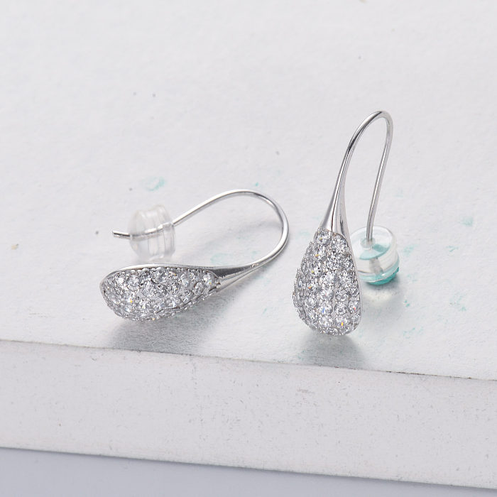water drop 925 silver rhodium plated with  zirconia women earring