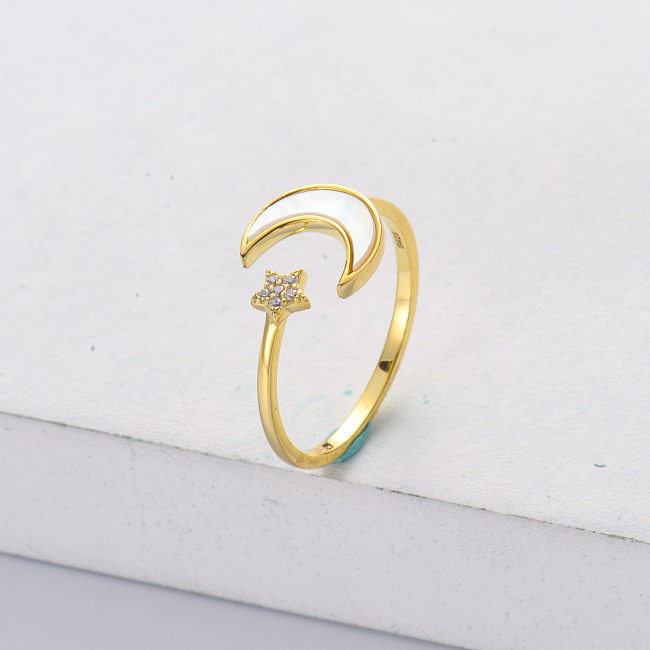 anillo de plata chapado en oro femenino 925 para boda