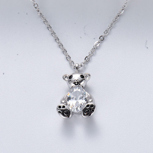 Collier pendentif ours en peluche en argent sterling 925 avec animal mignon et mode minimaliste INS