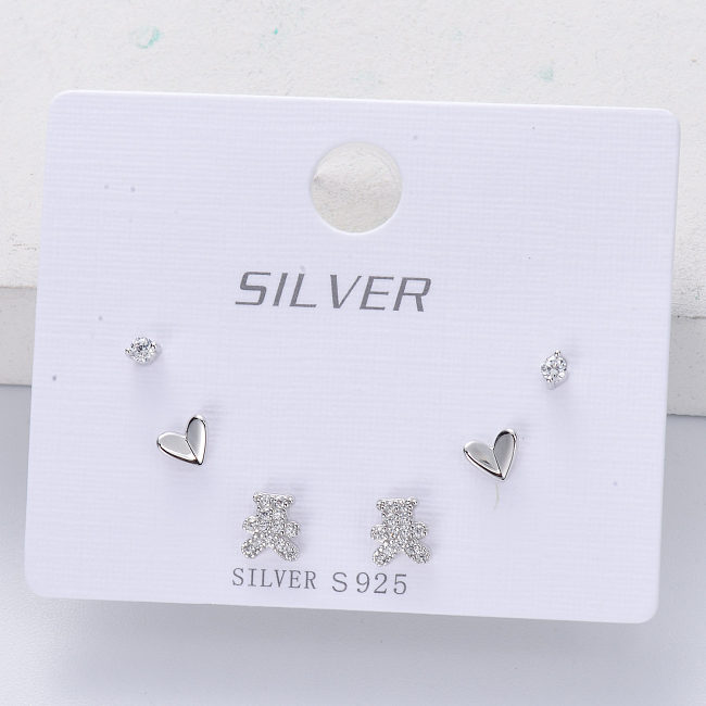 trendy 925 silver rhodium plated mixed women stud earring
