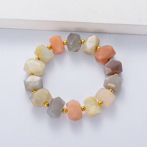 Bracelet de perles de pierre de guérison Bracelet de pierre de lune de pierres précieuses naturelles