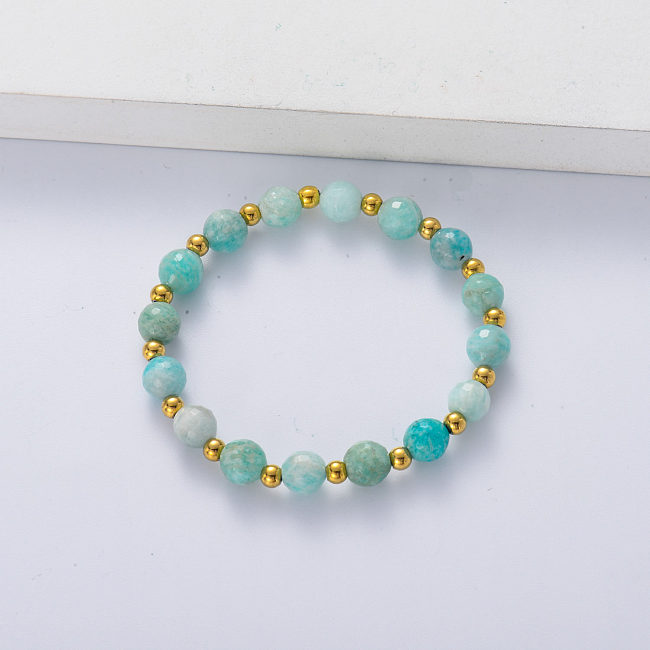 amazonite bracelet with stainless steel ball for women