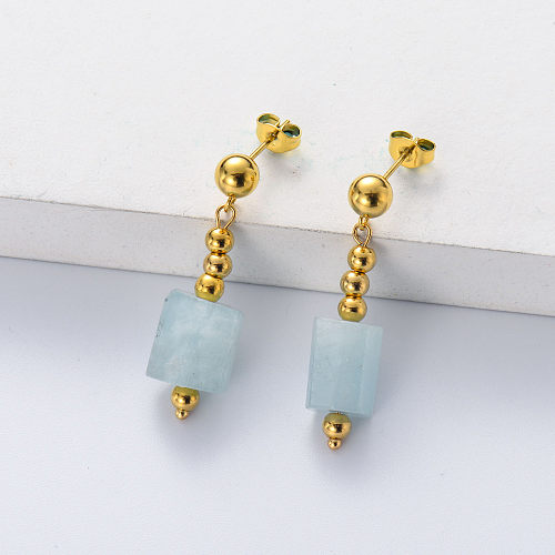 stainless steel aquamarine drop earring for women