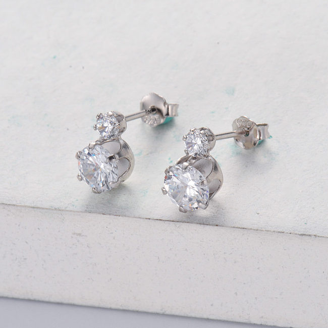 Hot selling high quality 925 Sterling Silver cubic zirconia ball silver stud earrings