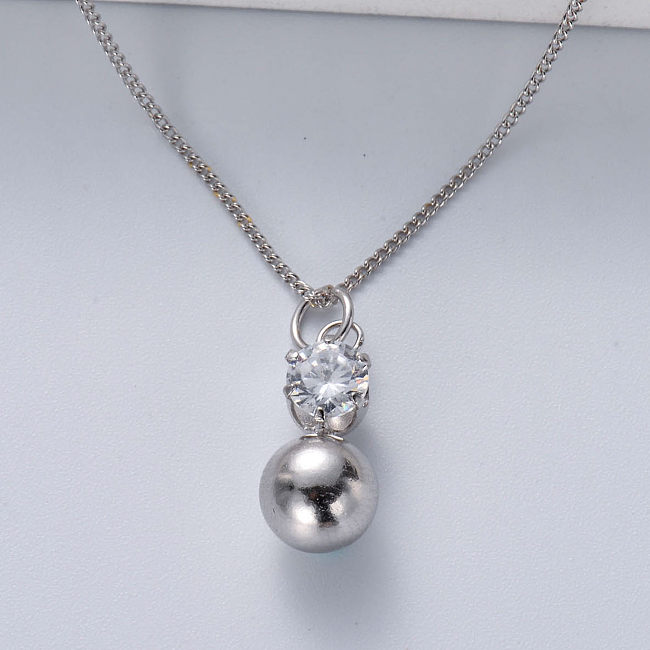 925 sterling silver necklace with ball pendant for women