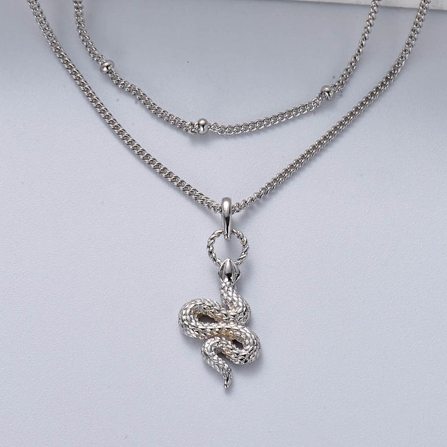 Schlangenform Halskette 925 Sterling Silber Großhandel für Hochzeit