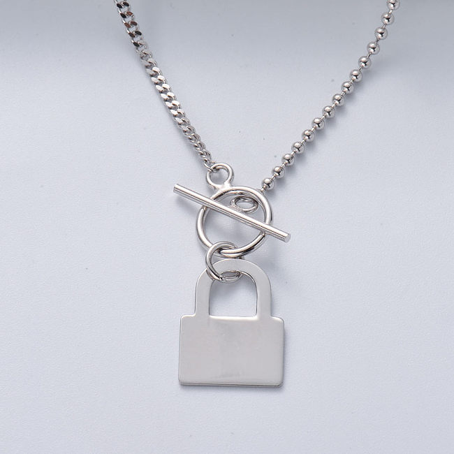 lock pendant 925 sterling silver necklace for women wholesale
