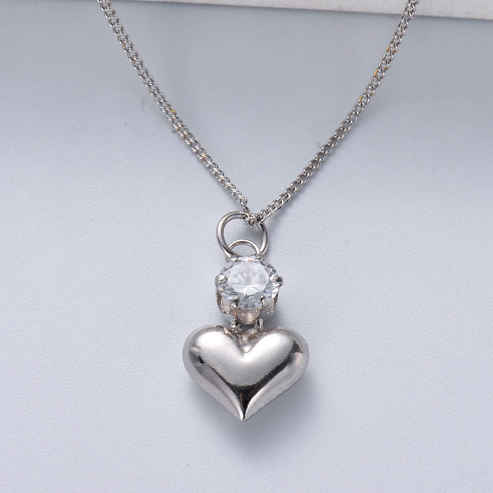 pendentif en forme de coeur collier en argent sterling 925 pour femme
