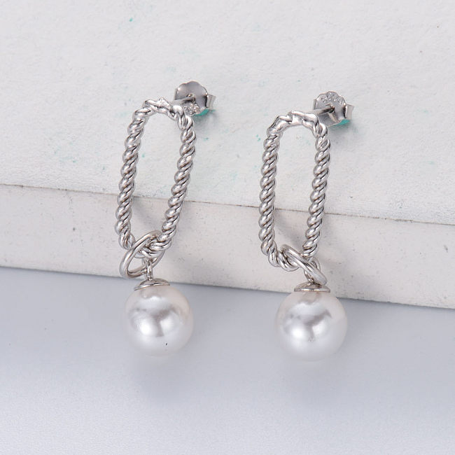 925 Sterling Silber Ohrringe Perle benutzerdefinierte trendige Ohrringe Damen Schmuck Großhandel